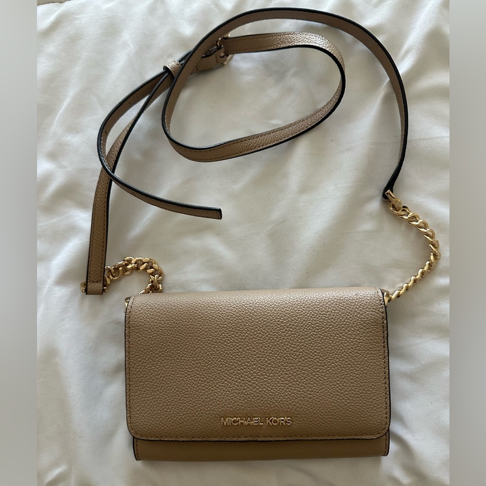Michael Kors Brown Leather Crossbody Wallet